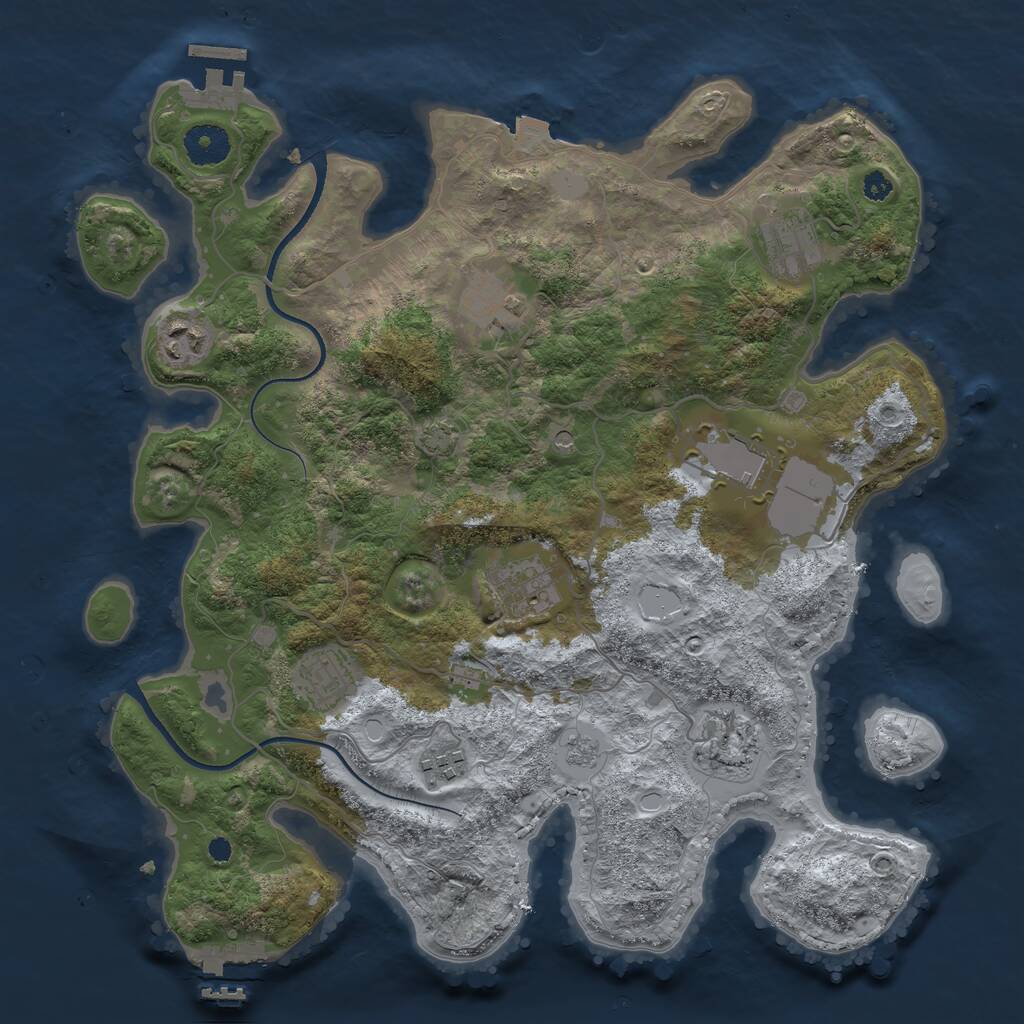 Rust Map: Procedural Map, Size: 3550, Seed: 87694690, 14 Monuments