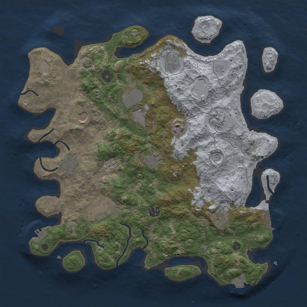 Rust Map: Procedural Map, Size: 3950, Seed: 99108057, 19 Monuments