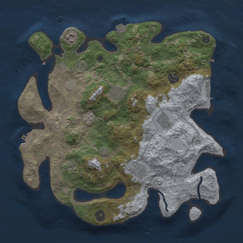 Rust Map: Procedural Map, Size: 3450, Seed: 29288009, 15 Monuments