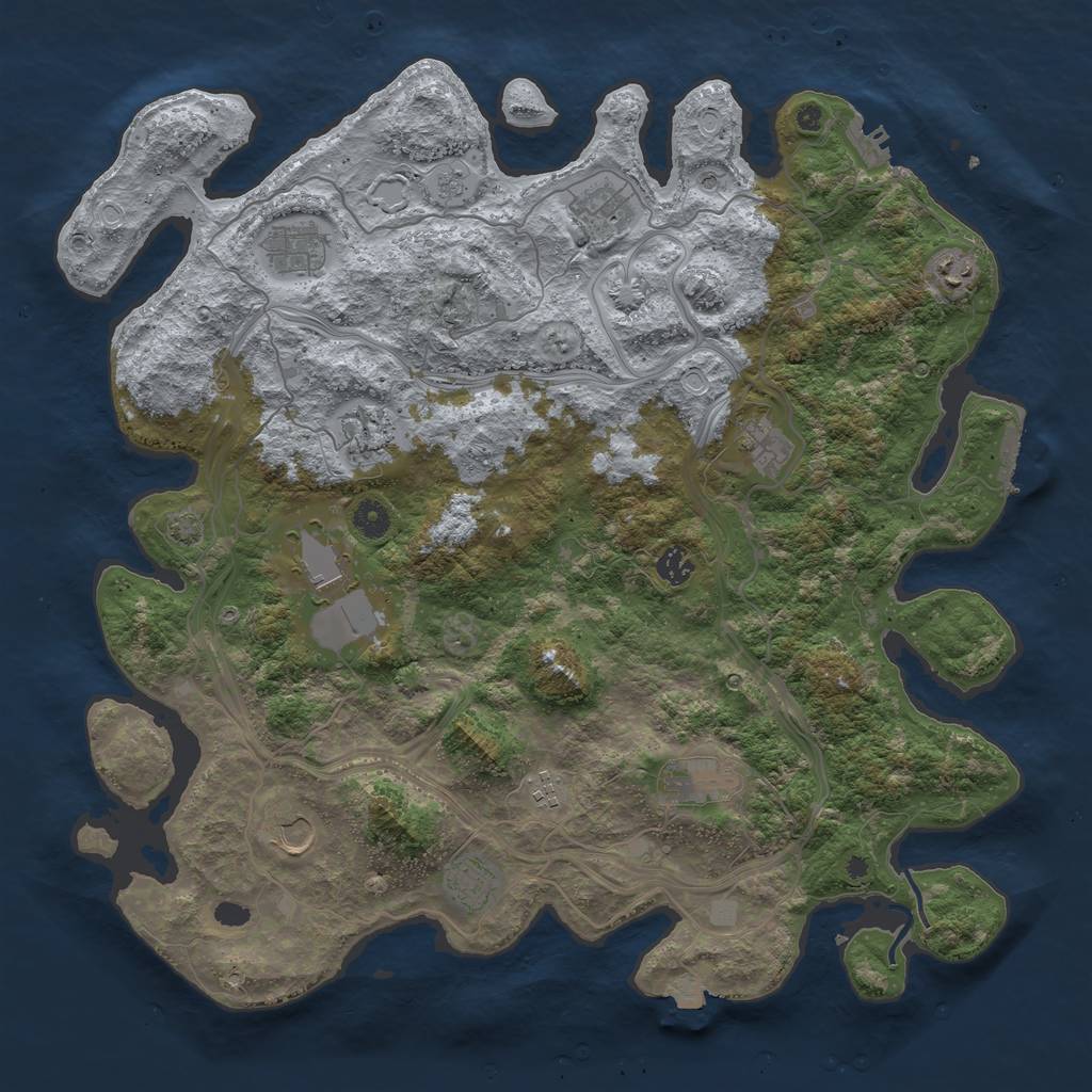 Rust Map: Procedural Map, Size: 4400, Seed: 42399411, 19 Monuments