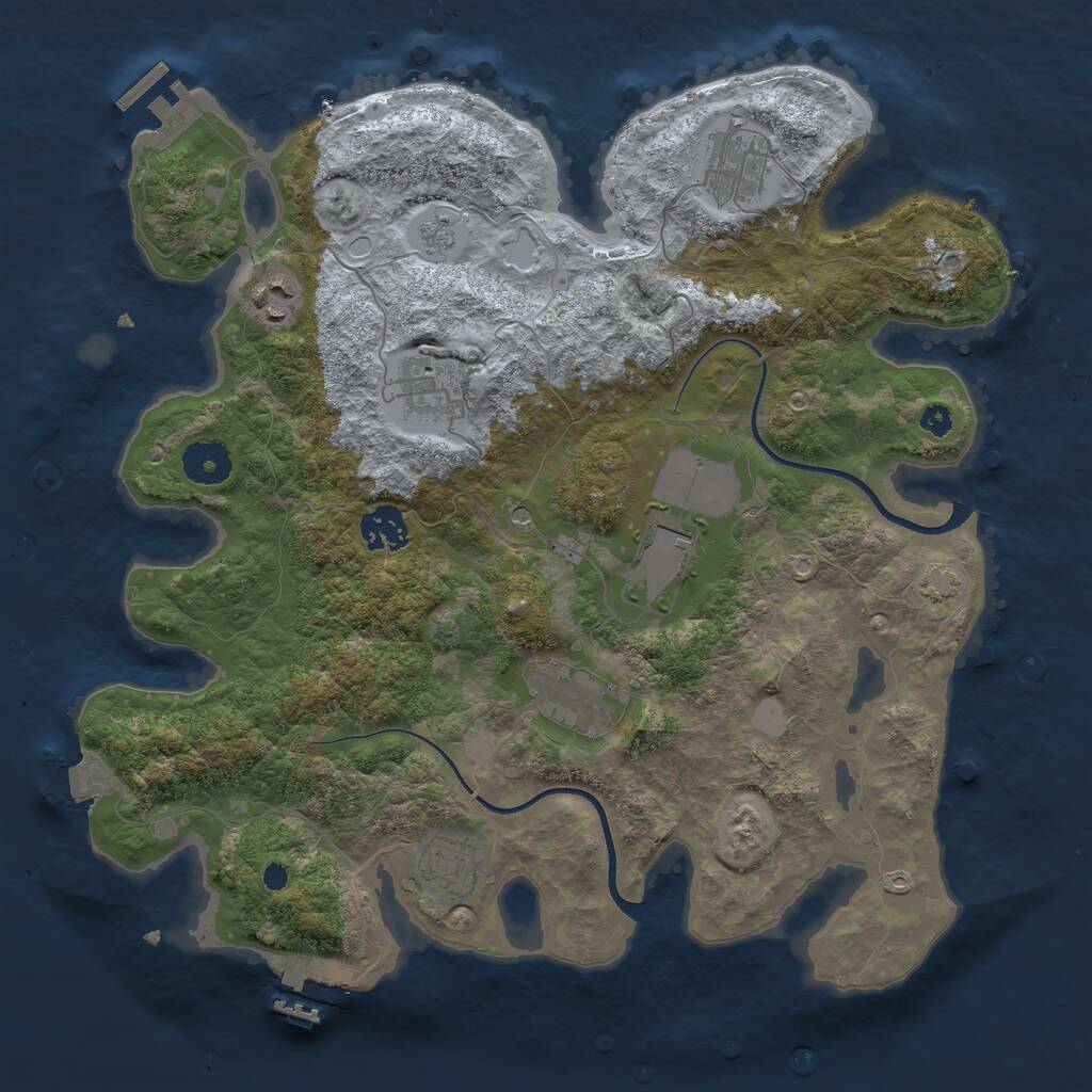 Rust Map: Procedural Map, Size: 3500, Seed: 256987412, 13 Monuments