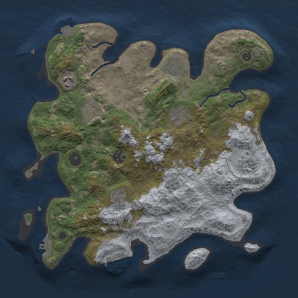 Rust Map: Procedural Map, Size: 3450, Seed: 28317814, 16 Monuments