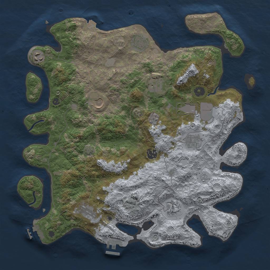Rust Map: Procedural Map, Size: 3900, Seed: 63741360, 18 Monuments
