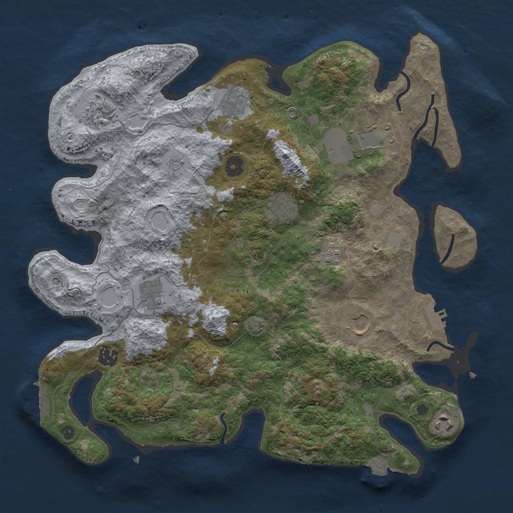 Rust Map: Procedural Map, Size: 3850, Seed: 39731181, 17 Monuments