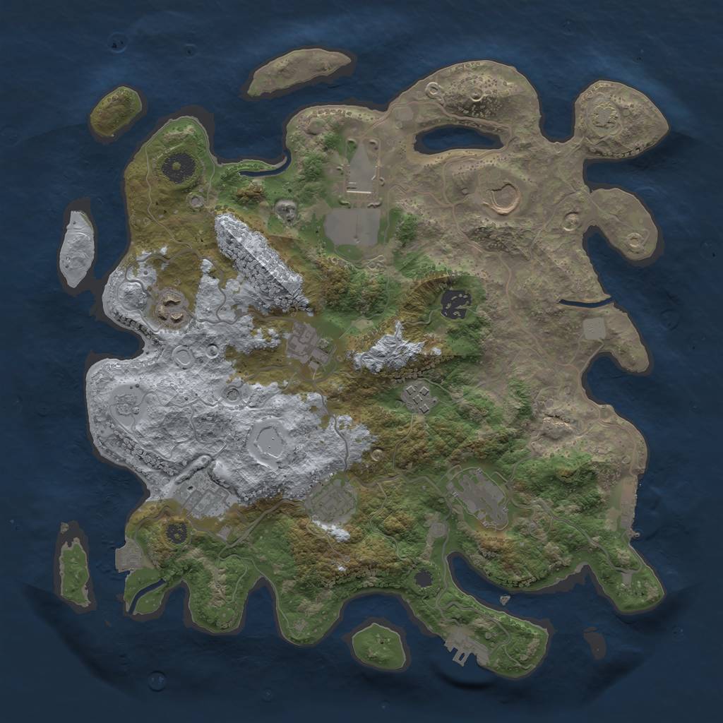 Rust Map: Procedural Map, Size: 3500, Seed: 769504339, 17 Monuments