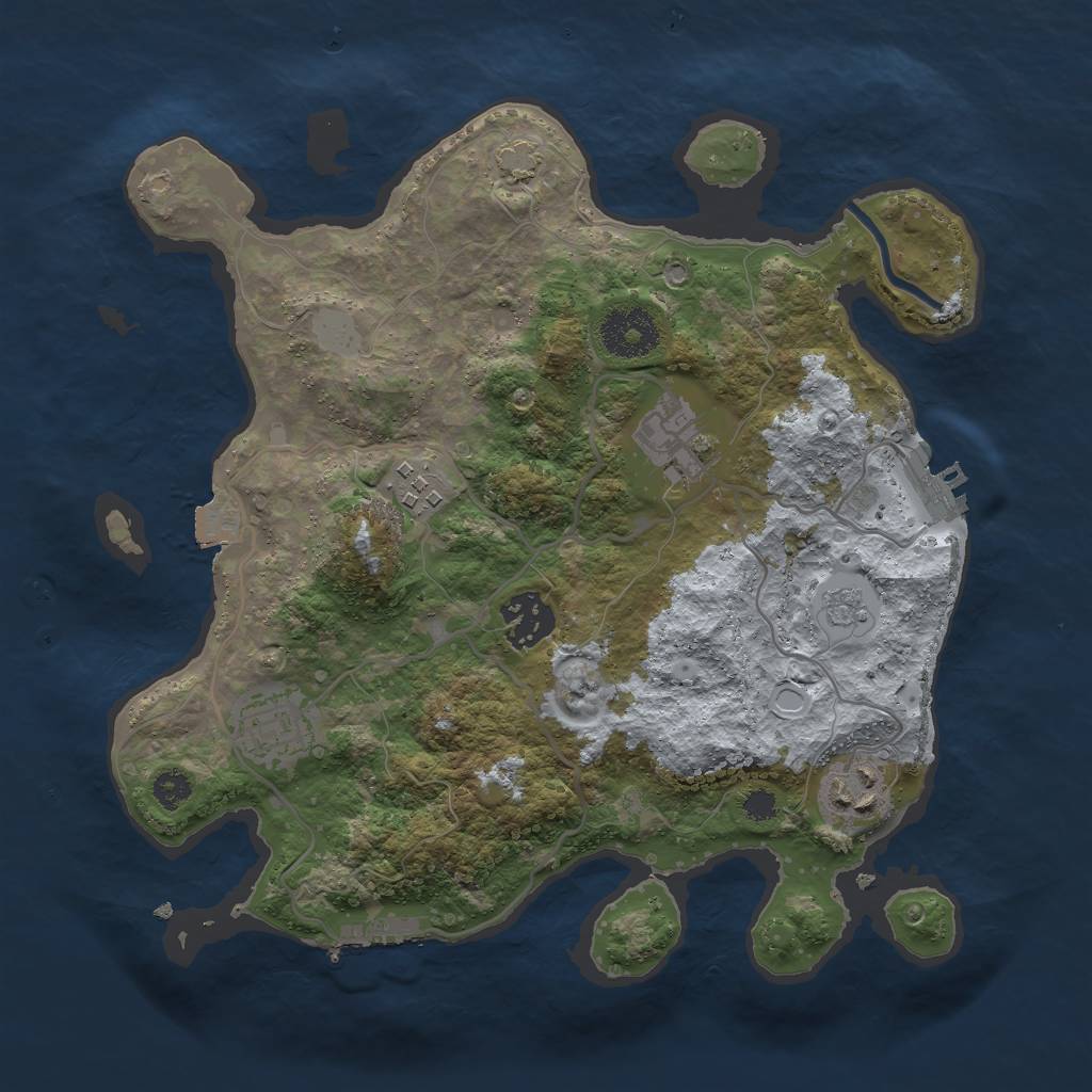 Rust Map: Procedural Map, Size: 3000, Seed: 712503947, 12 Monuments