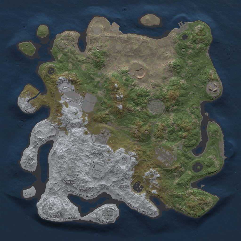 Rust Map: Procedural Map, Size: 3500, Seed: 53852056, 16 Monuments