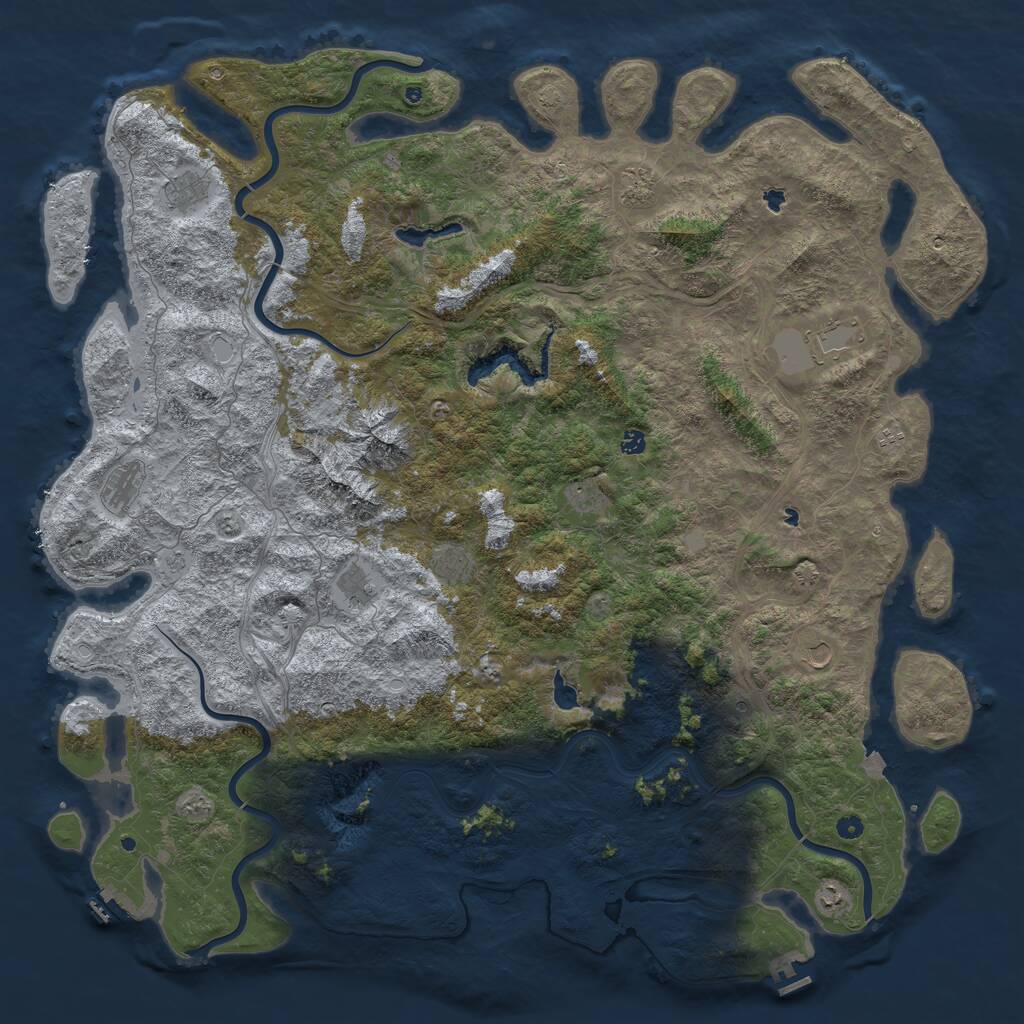 Rust Map: Procedural Map, Size: 6000, Seed: 4156464, 17 Monuments