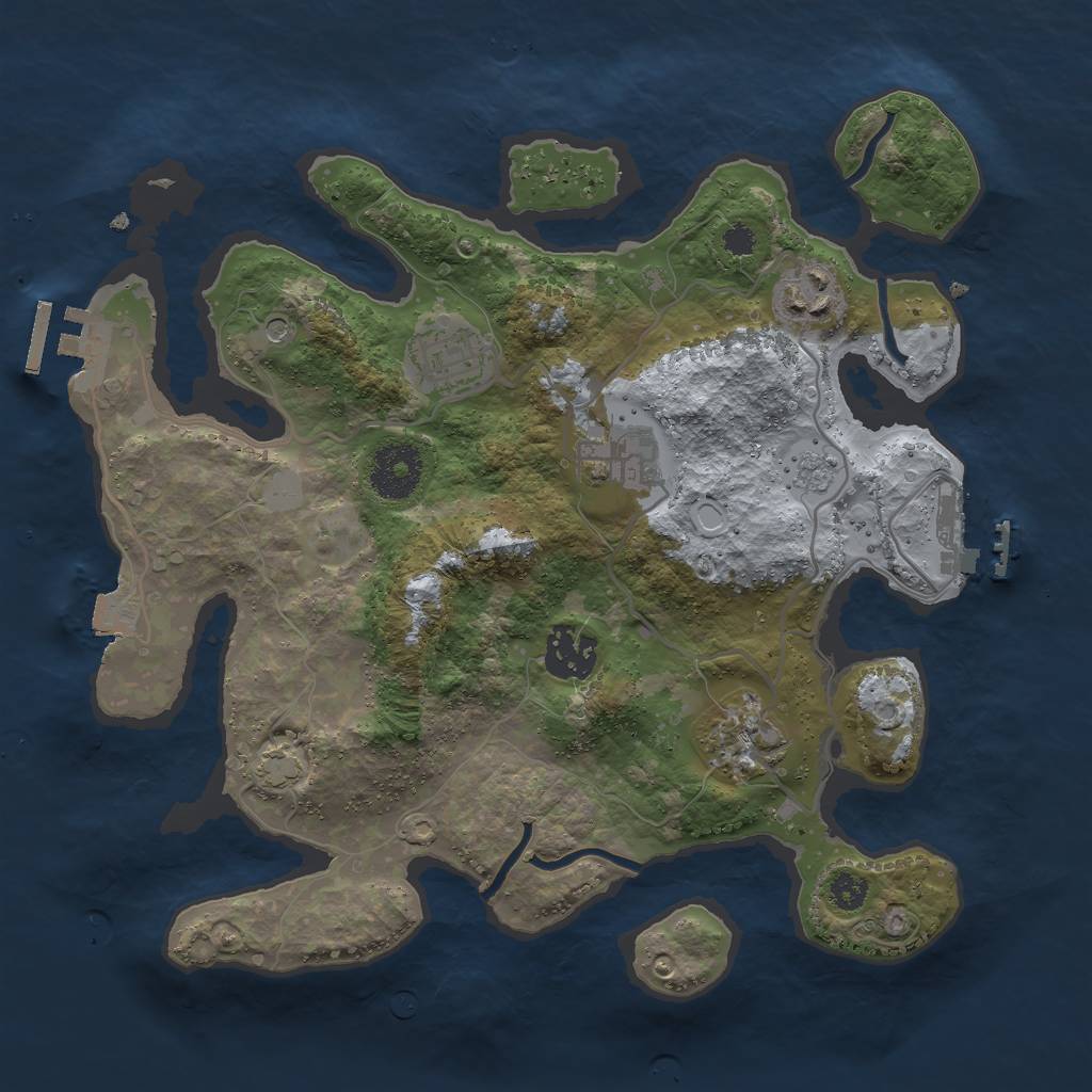 Rust Map: Procedural Map, Size: 3000, Seed: 873245, 13 Monuments