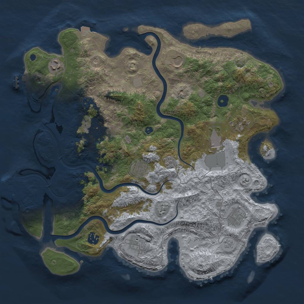 Rust Map: Procedural Map, Size: 3900, Seed: 49570755, 16 Monuments
