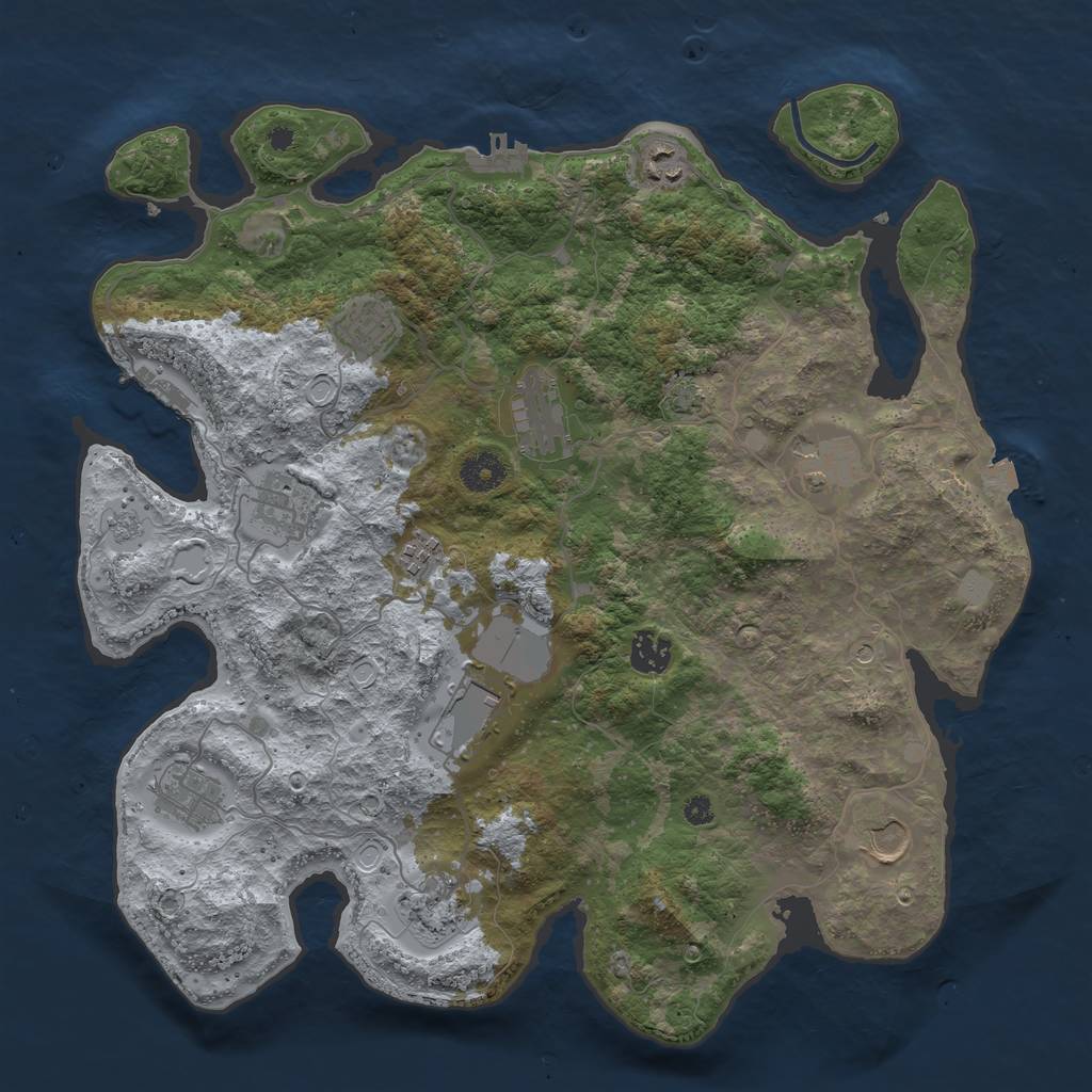 Rust Map: Procedural Map, Size: 3850, Seed: 44772359, 19 Monuments