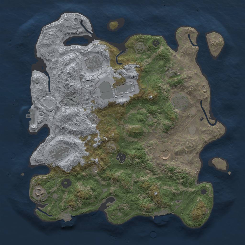 Rust Map: Procedural Map, Size: 3700, Seed: 74927213, 17 Monuments