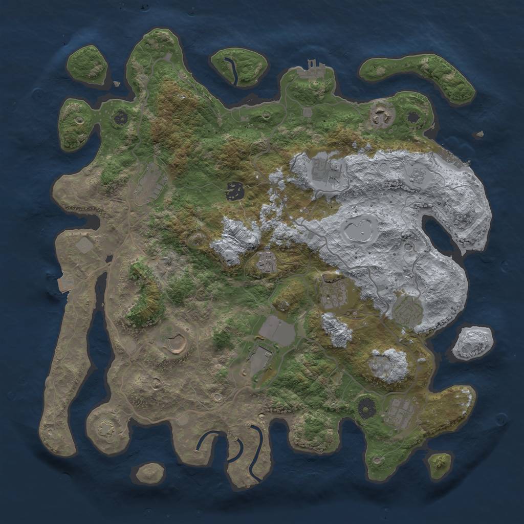 Rust Map: Procedural Map, Size: 4000, Seed: 798706164, 18 Monuments