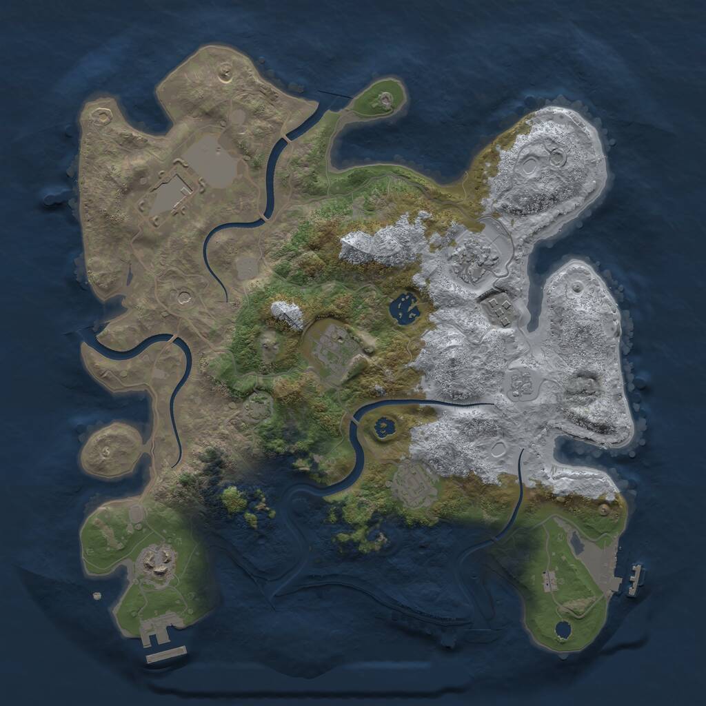 Rust Map: Procedural Map, Size: 3500, Seed: 1491067986, 13 Monuments