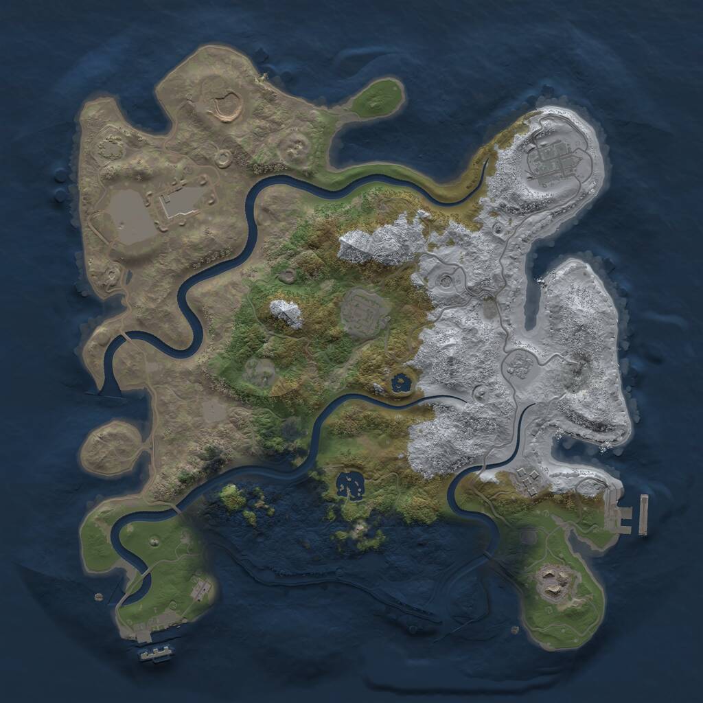 Rust Map: Procedural Map, Size: 3500, Seed: 1491067986, 13 Monuments
