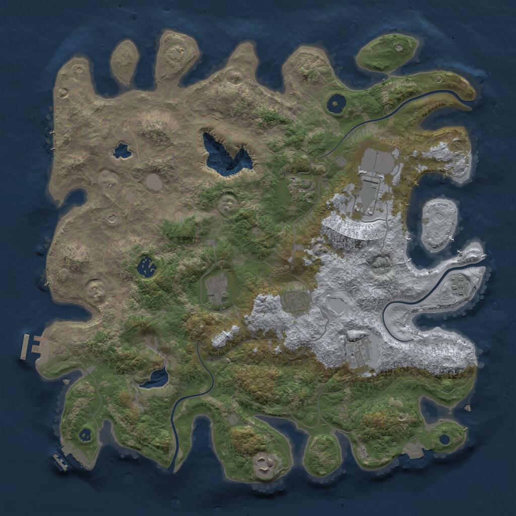Rust Map: Procedural Map, Size: 4096, Seed: 3180996, 13 Monuments