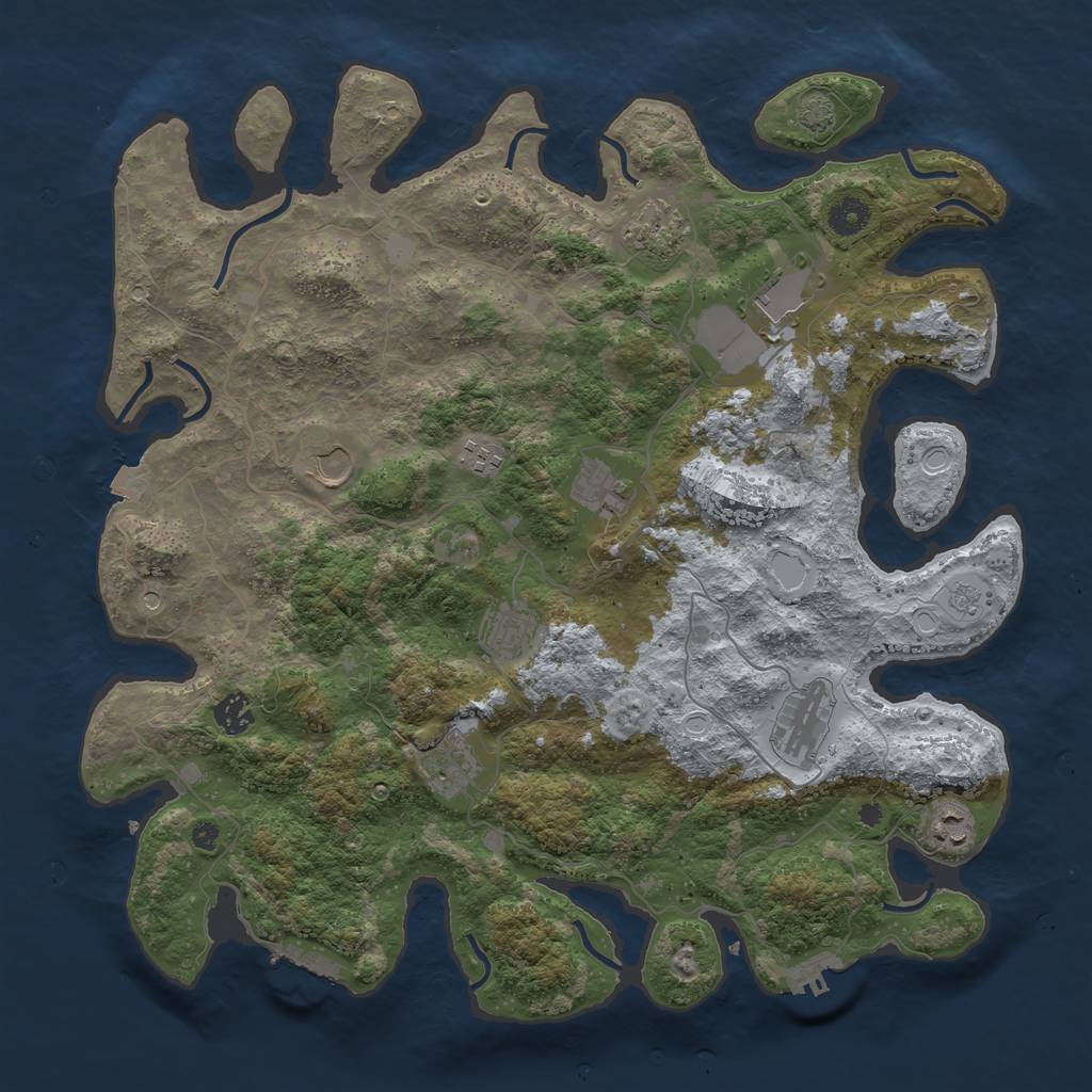 Rust Map: Procedural Map, Size: 4096, Seed: 3180996, 18 Monuments