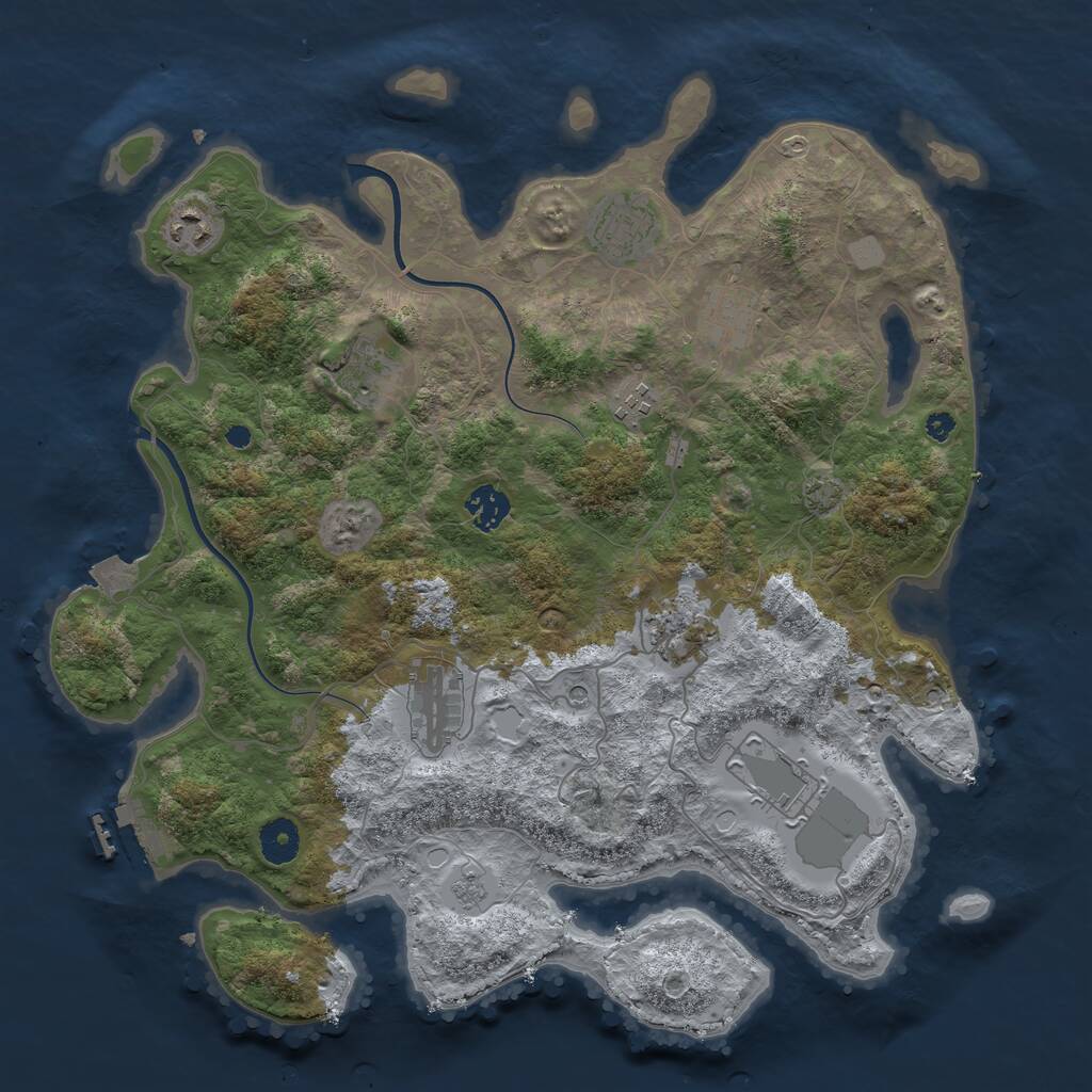 Rust Map: Procedural Map, Size: 3800, Seed: 4545, 14 Monuments
