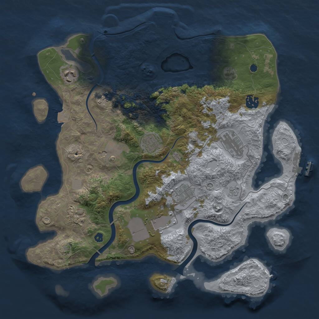 Rust Map: Procedural Map, Size: 3500, Seed: 1986, 15 Monuments