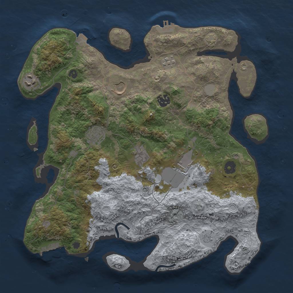 Rust Map: Procedural Map, Size: 3500, Seed: 397720884, 15 Monuments