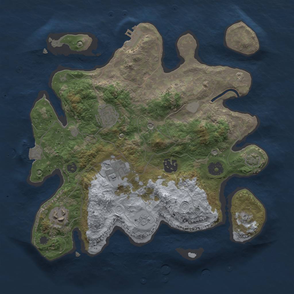 Rust Map: Procedural Map, Size: 3000, Seed: 1261526319, 11 Monuments