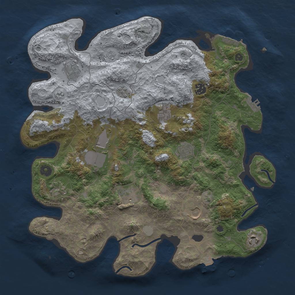 Rust Map: Procedural Map, Size: 3800, Seed: 1366270754, 18 Monuments