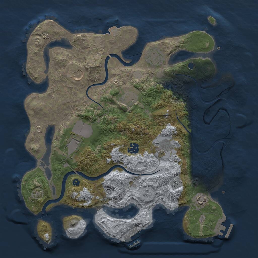 Rust Map: Procedural Map, Size: 3500, Seed: 41393651, 14 Monuments
