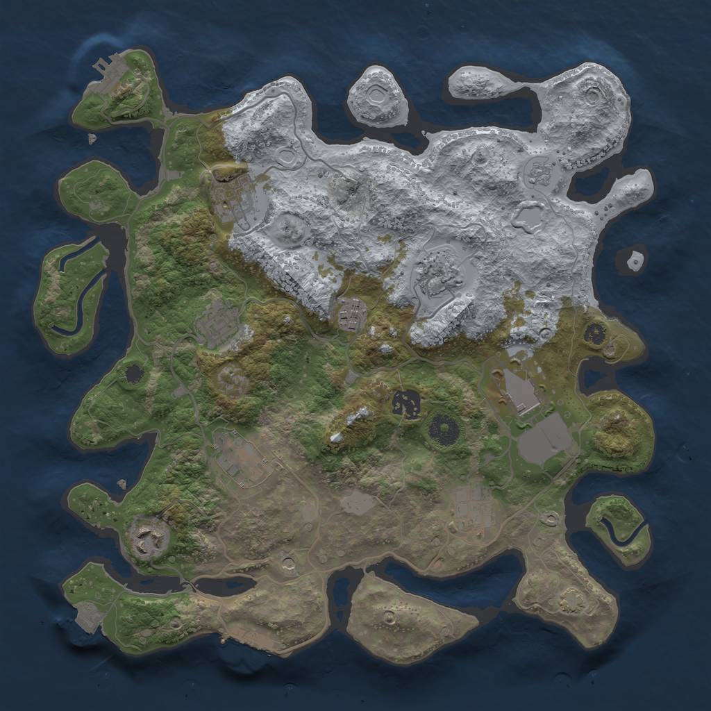 Rust Map: Procedural Map, Size: 3500, Seed: 1023708374, 17 Monuments