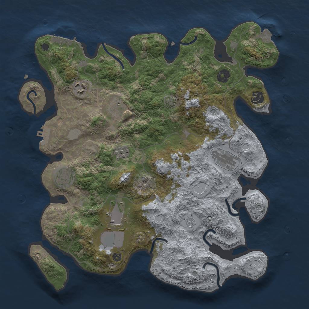 Rust Map: Procedural Map, Size: 3500, Seed: 12559166, 15 Monuments