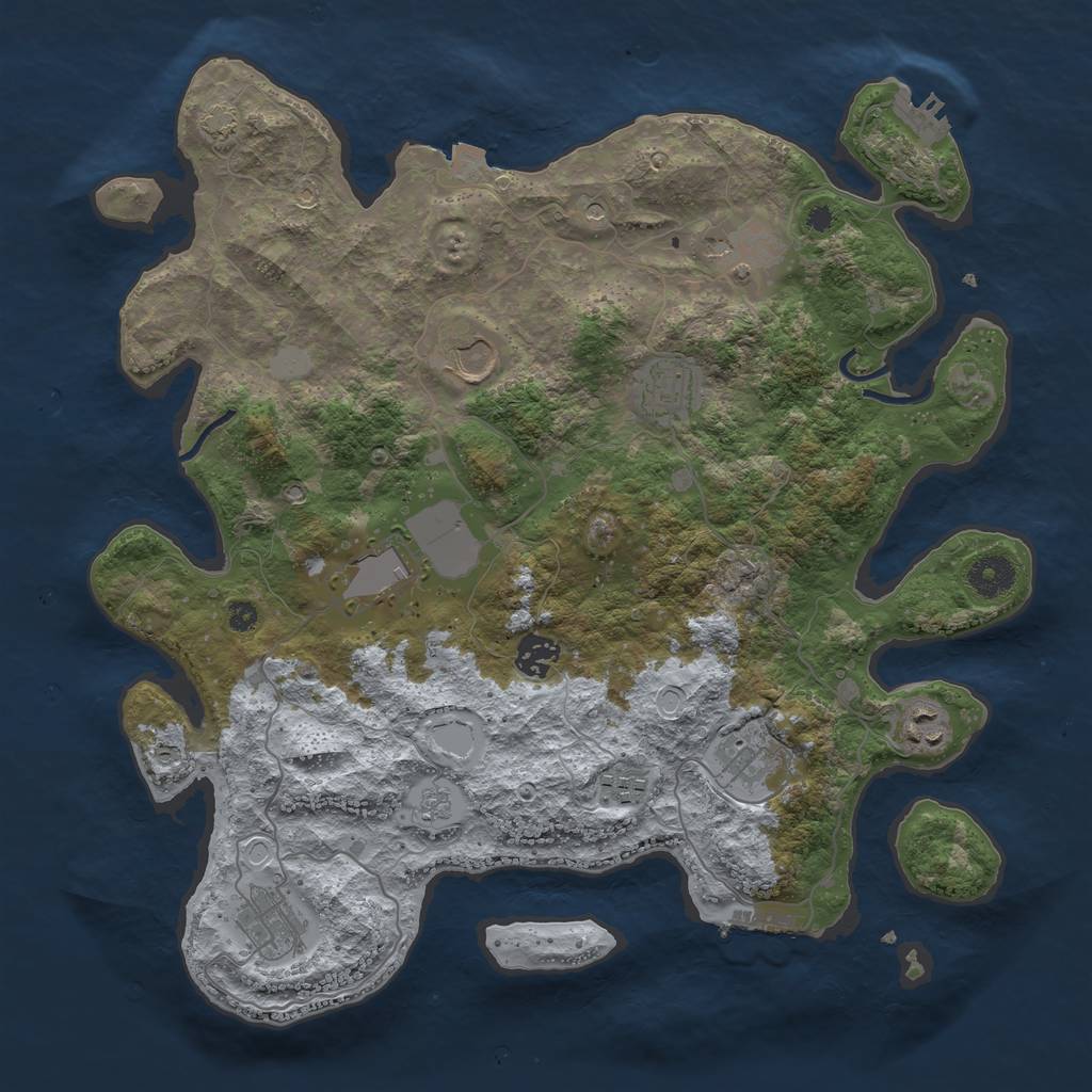 Rust Map: Procedural Map, Size: 3750, Seed: 1646645441, 17 Monuments