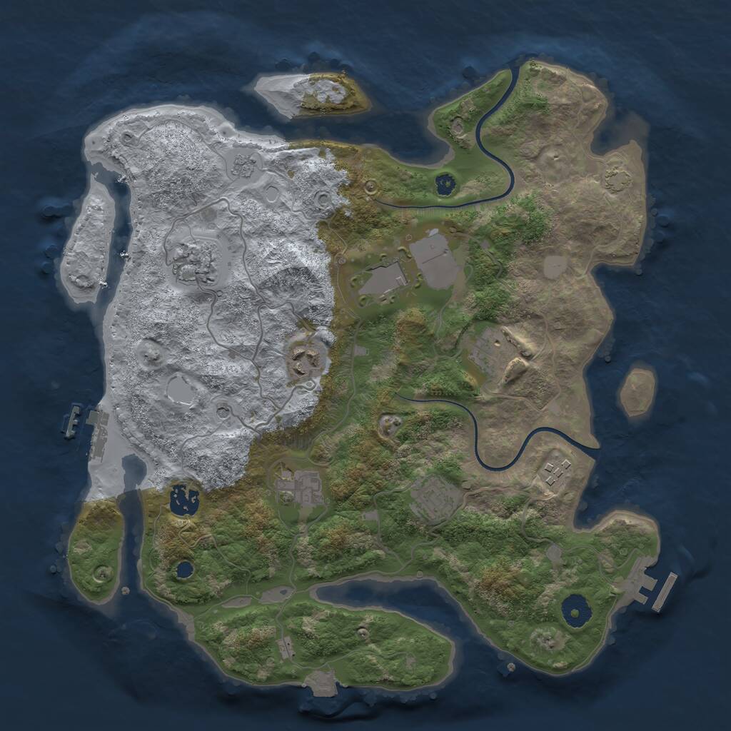Rust Map: Procedural Map, Size: 3550, Seed: 63980138, 14 Monuments
