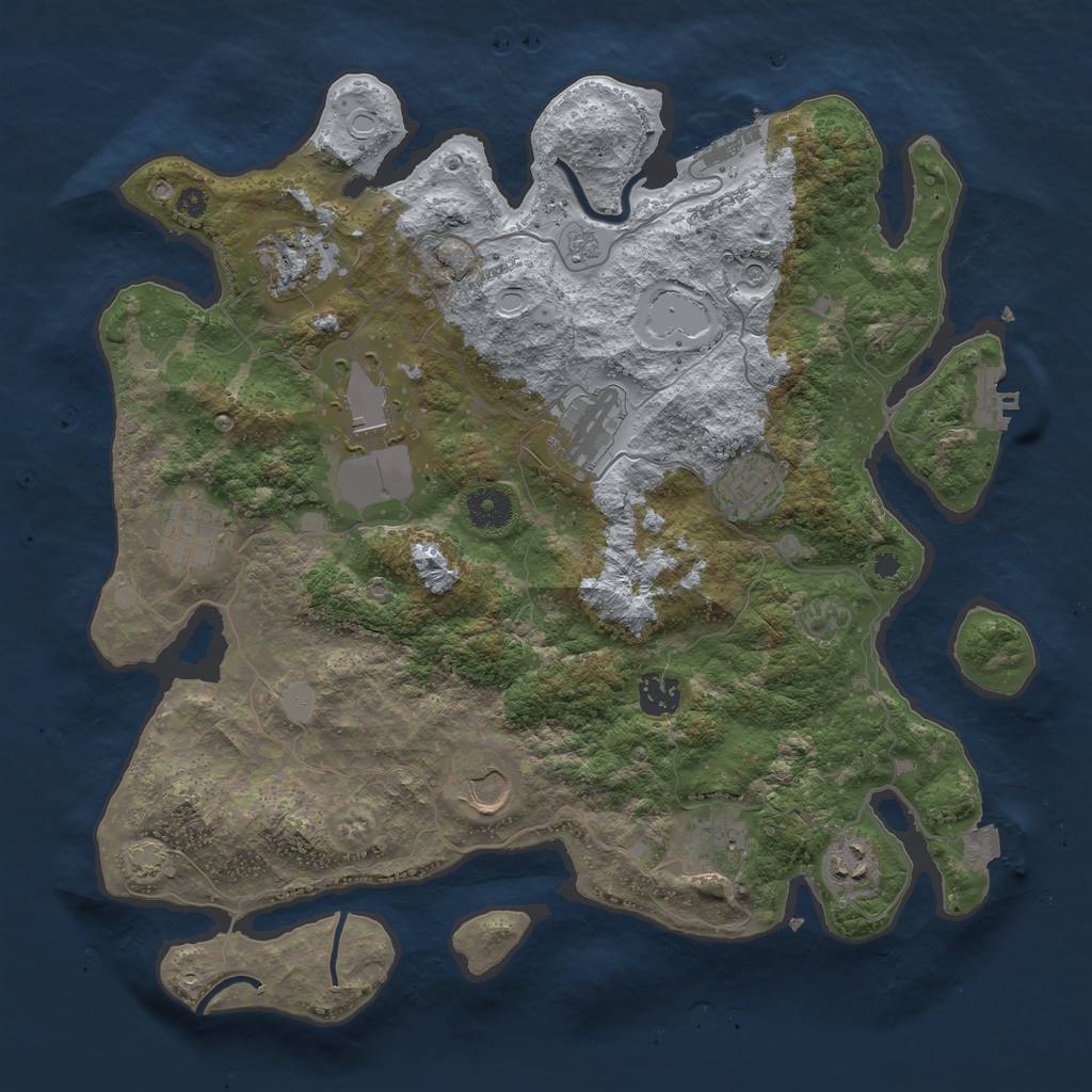 Rust Map: Procedural Map, Size: 3750, Seed: 56298719, 17 Monuments