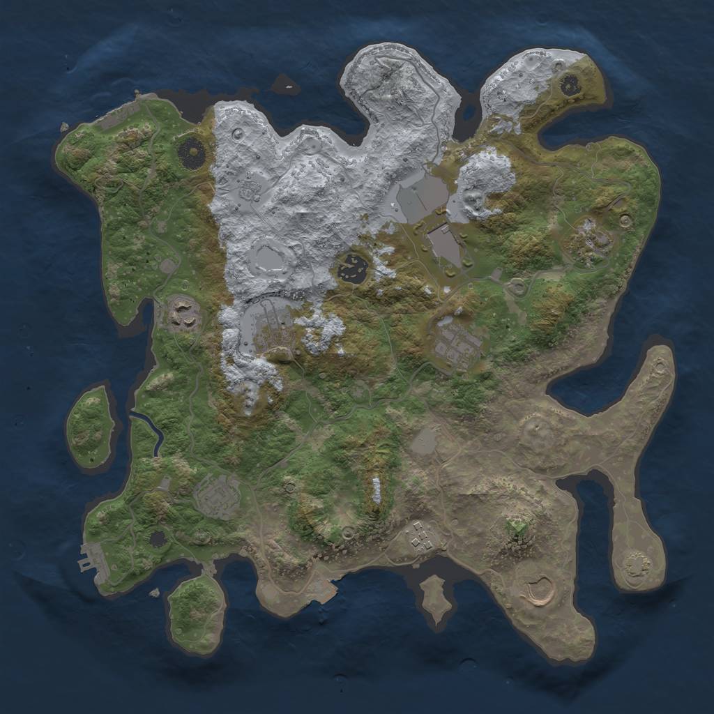 Rust Map: Procedural Map, Size: 3650, Seed: 83479493, 16 Monuments
