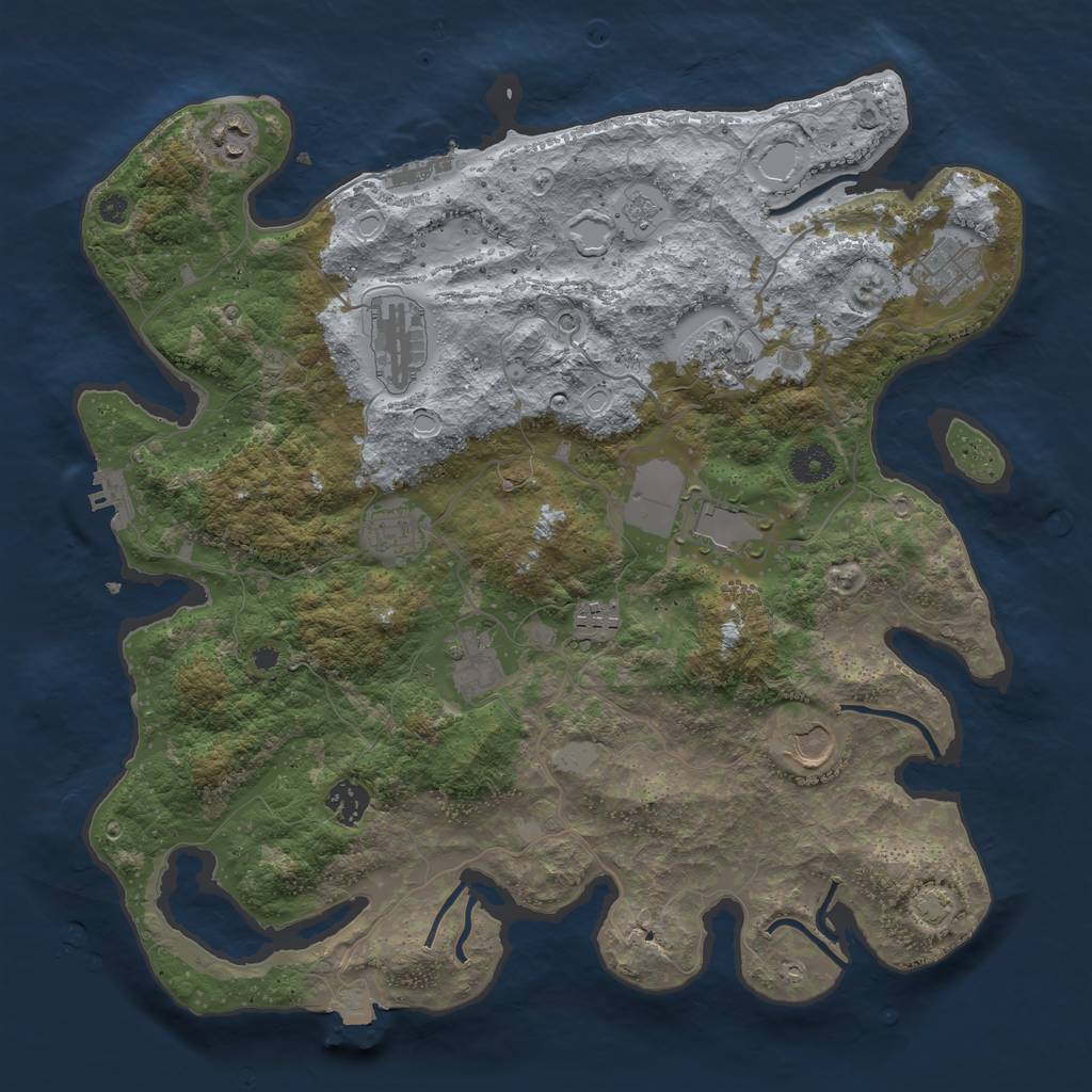 Rust Map: Procedural Map, Size: 3850, Seed: 37311817, 18 Monuments