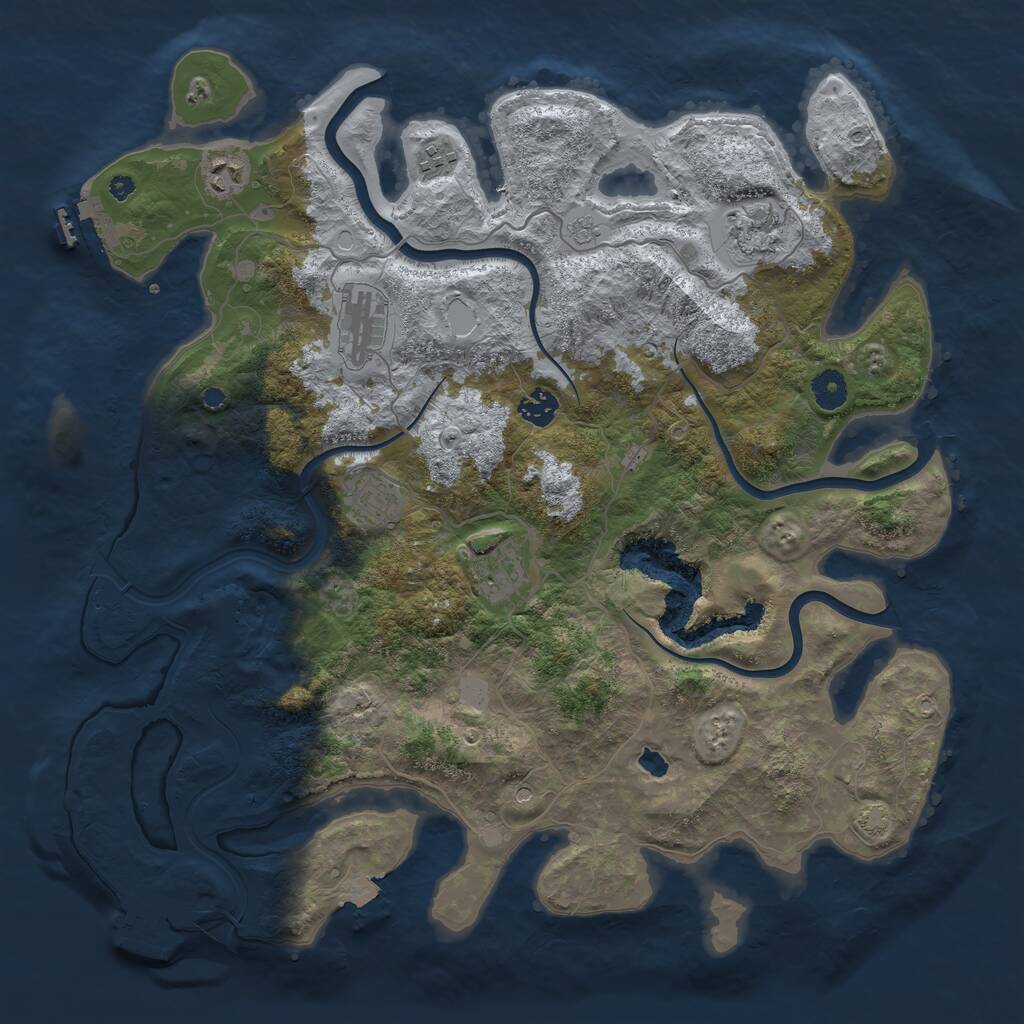 Rust Map: Procedural Map, Size: 4100, Seed: 60905202, 13 Monuments