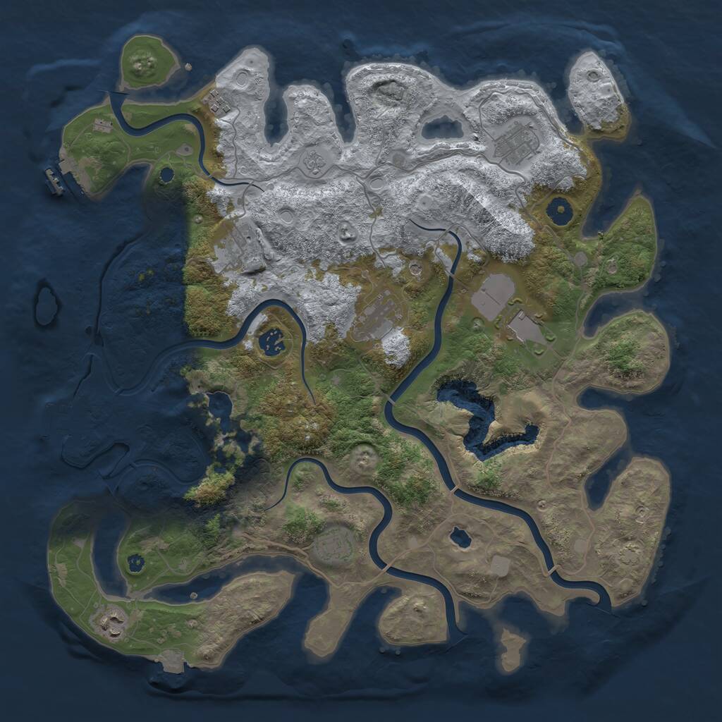 Rust Map: Procedural Map, Size: 4100, Seed: 60905202, 14 Monuments