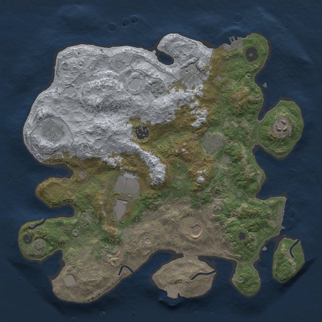 Rust Map: Procedural Map, Size: 3550, Seed: 5534646, 17 Monuments