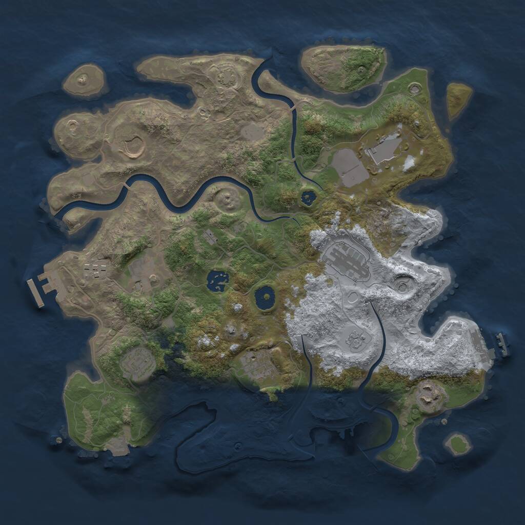 Rust Map: Procedural Map, Size: 3550, Seed: 15107557, 15 Monuments