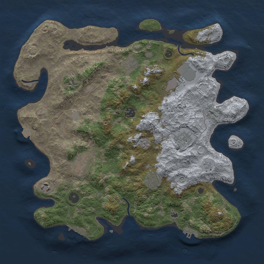 Rust Map: Procedural Map, Size: 3800, Seed: 29115807, 17 Monuments