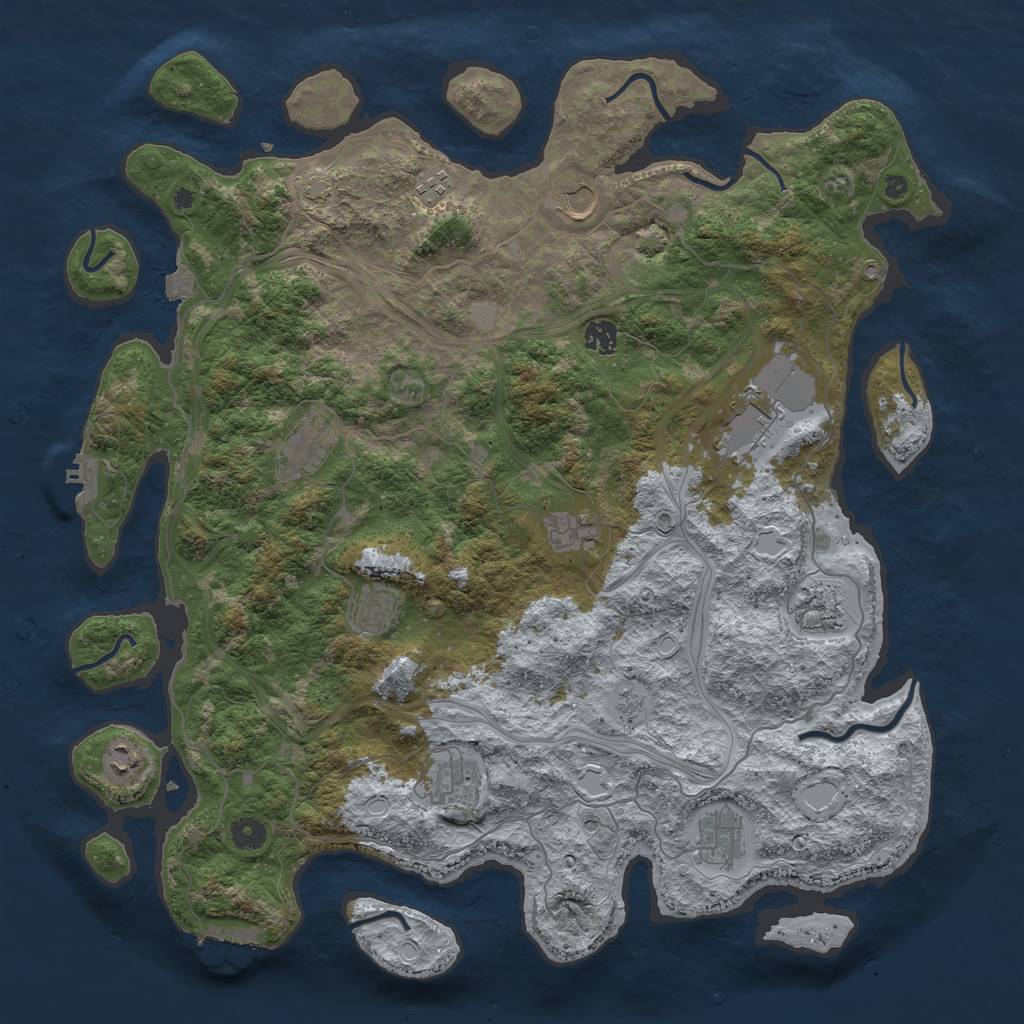 Rust Map: Procedural Map, Size: 4500, Seed: 13121, 19 Monuments