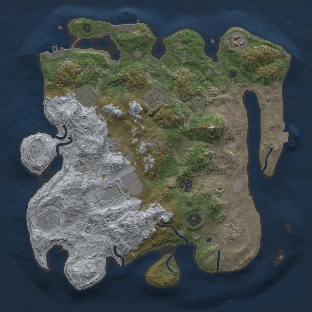 Rust Map: Procedural Map, Size: 3500, Seed: 51439810, 16 Monuments