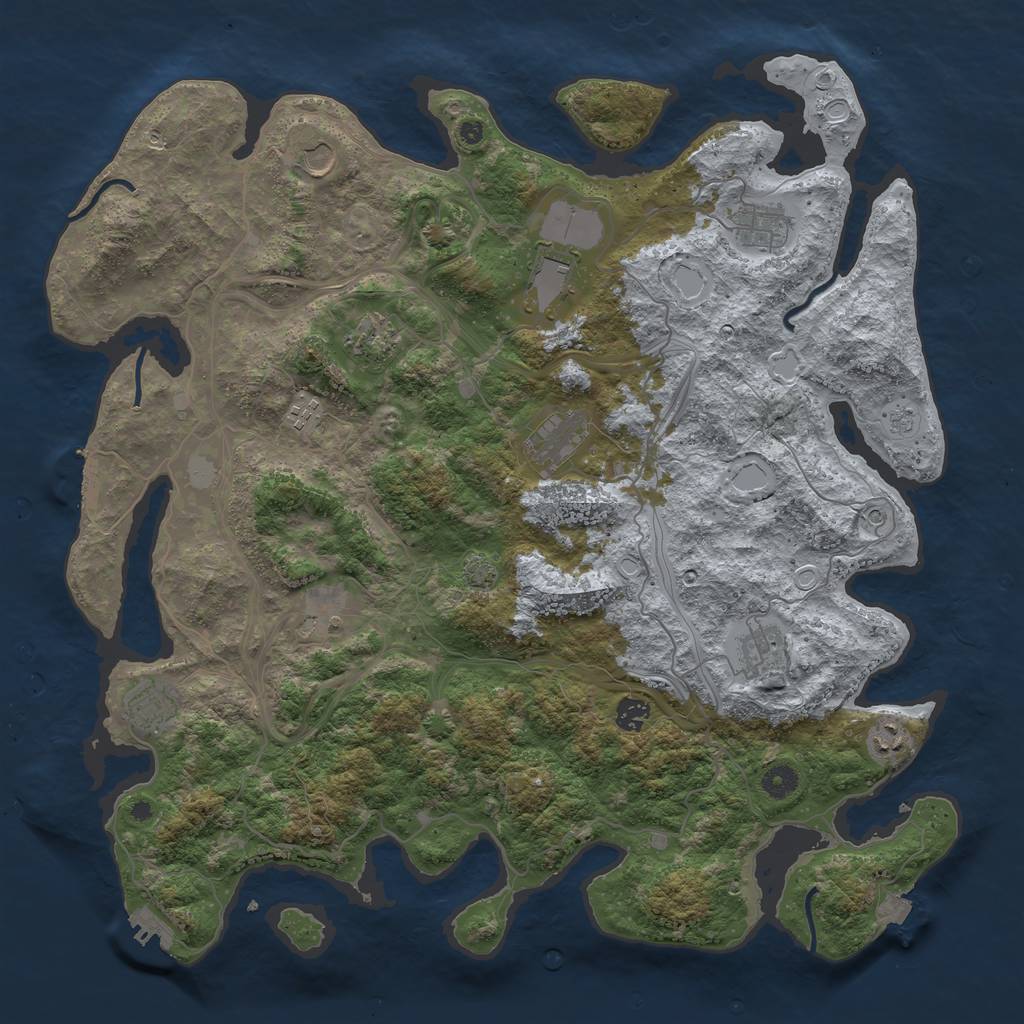 Rust Map: Procedural Map, Size: 4500, Seed: 290393822, 19 Monuments