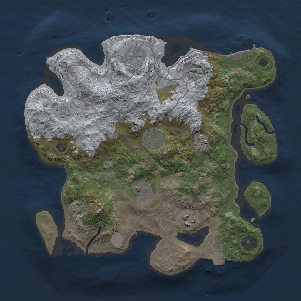 Rust Map: Procedural Map, Size: 3000, Seed: 1206055195, 12 Monuments