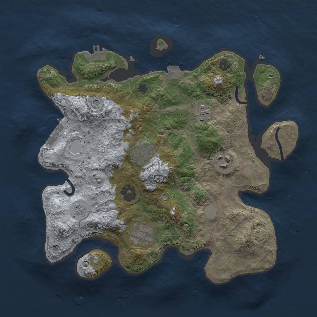 Rust Map: Procedural Map, Size: 3000, Seed: 2129443315, 12 Monuments