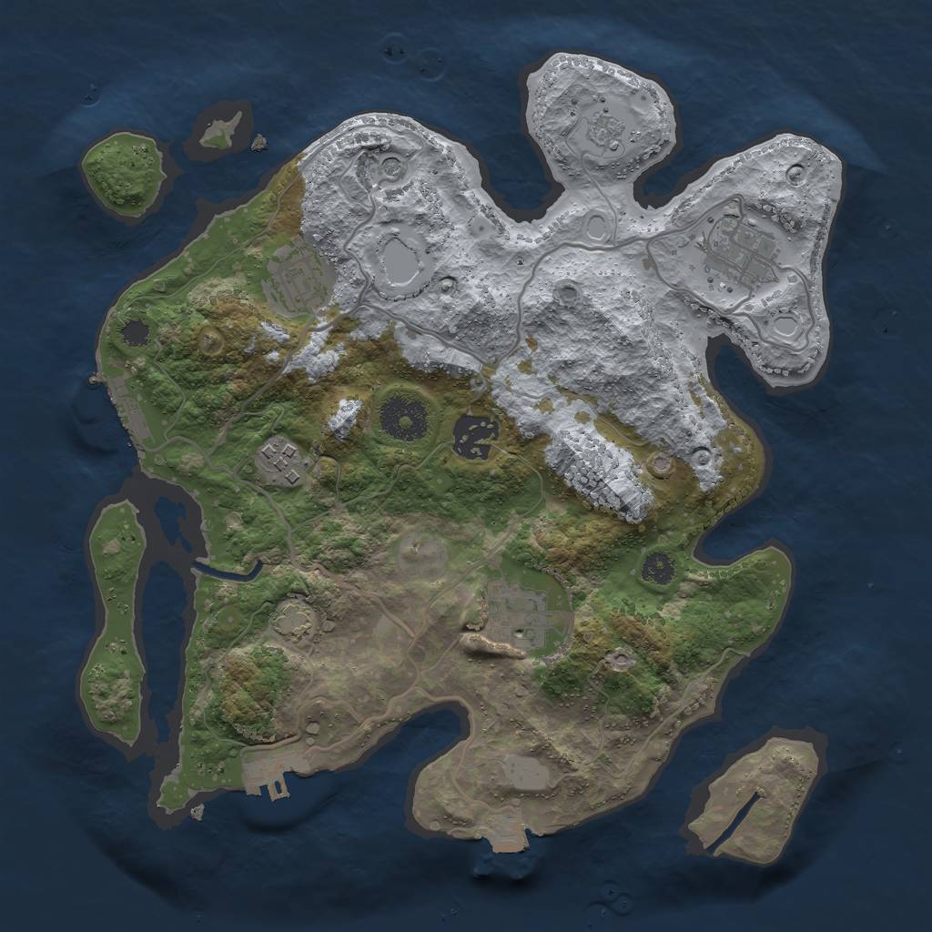 Rust Map: Procedural Map, Size: 3000, Seed: 565560990, 13 Monuments