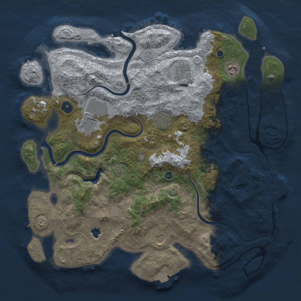 Rust Map: Procedural Map, Size: 4000, Seed: 858355809, 11 Monuments