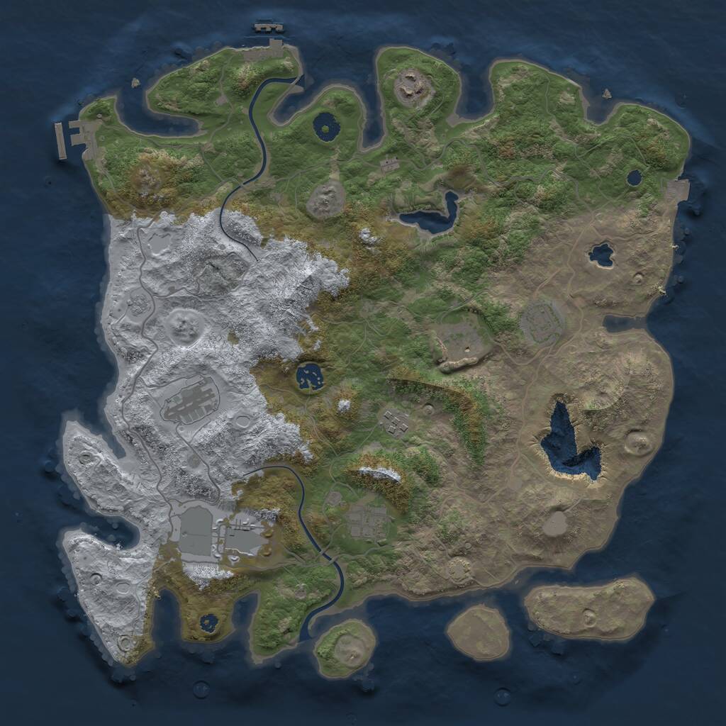 Rust Map: Procedural Map, Size: 4000, Seed: 847185, 13 Monuments