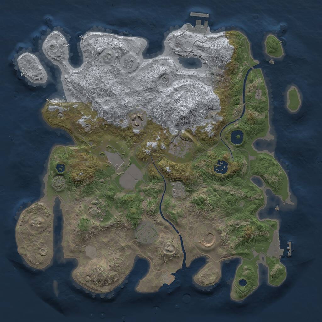 Rust Map: Procedural Map, Size: 3500, Seed: 961071894, 14 Monuments