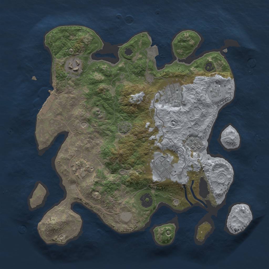 Rust Map: Procedural Map, Size: 3000, Seed: 194729, 12 Monuments