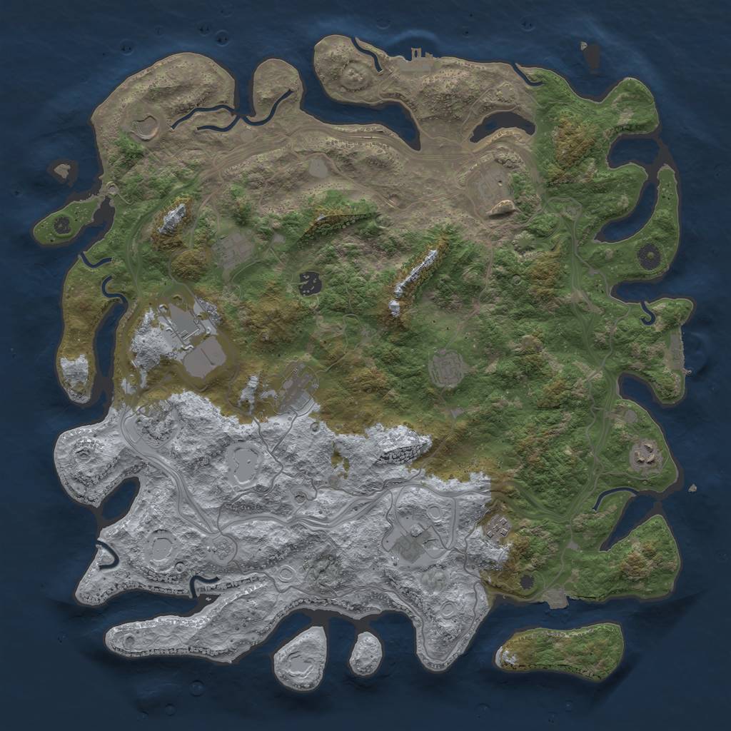 Rust Map: Procedural Map, Size: 4500, Seed: 844976385, 19 Monuments
